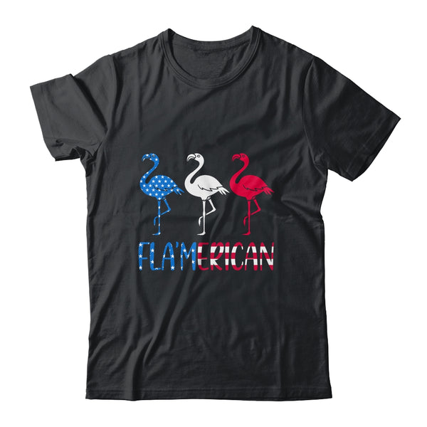 Flamerican Flamingo US American Flag 4th July Classic T Shirt Black 600x.jpg