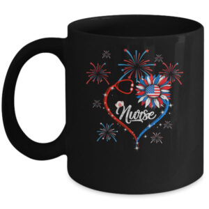 Patriotic Nurse 4th Of July American Flag Sunflower Heart Mug 11oz Mug Black 600x 1.jpg
