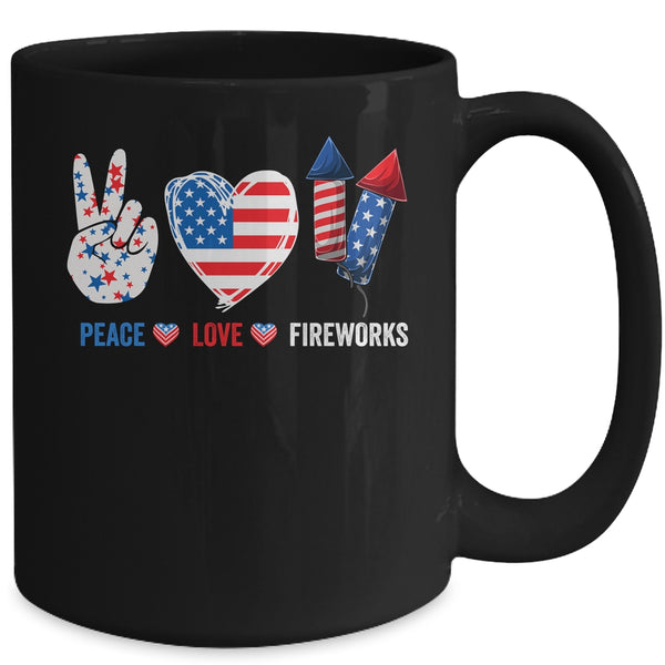 Peace Love Fireworks 4th Of July Celebration Mug 15oz Mug Black d002338c 2dcf 4add a9aa 8c4147eb96c1 600x.jpg