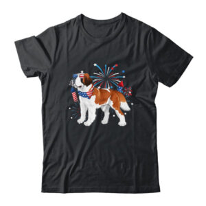 Saint Bernard Dog American USA Flag 4th of July women Lover Classic T Shirt Black 600x 4.jpg