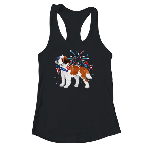 Saint Bernard Dog American USA Flag 4th of July women Lover Women s Ideal Racerback Tank Black 600x 4.jpg