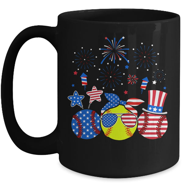 Softball Lover Patriotic 4th Of July Independence Day Mug 15oz Mug Black front 600x 3.jpg