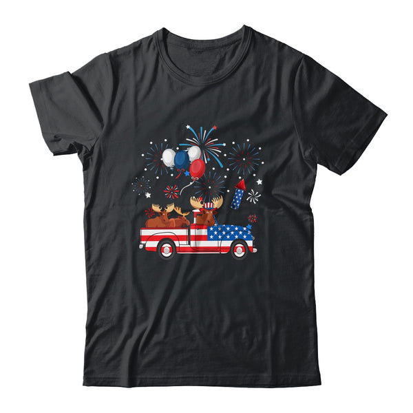 Funny Moose Riding Red Truck USA Flag Patriotic 4th Of July Classic T Shirt Black 600x 3.jpg