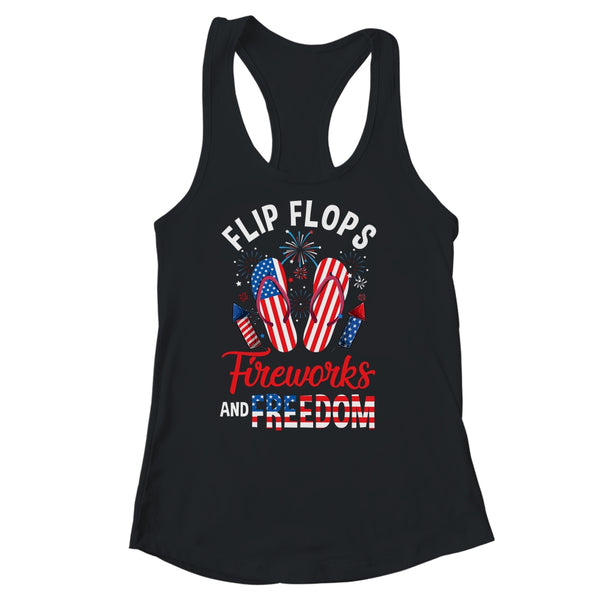 Flip Flops Fireworks And Freedom 4th Of July Independence Women s Ideal Racerback Tank Black 600x 1.jpg
