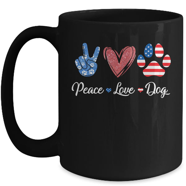 Peace Love Dog Lover American Flag Happy 4th Of July Mug 15oz Mug Black front 600x 1.jpg