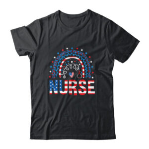 Nurse Stethoscope Rainbow Memorial Day 4th Of July Nursing Classic T Shirt Black 600x 2.jpg