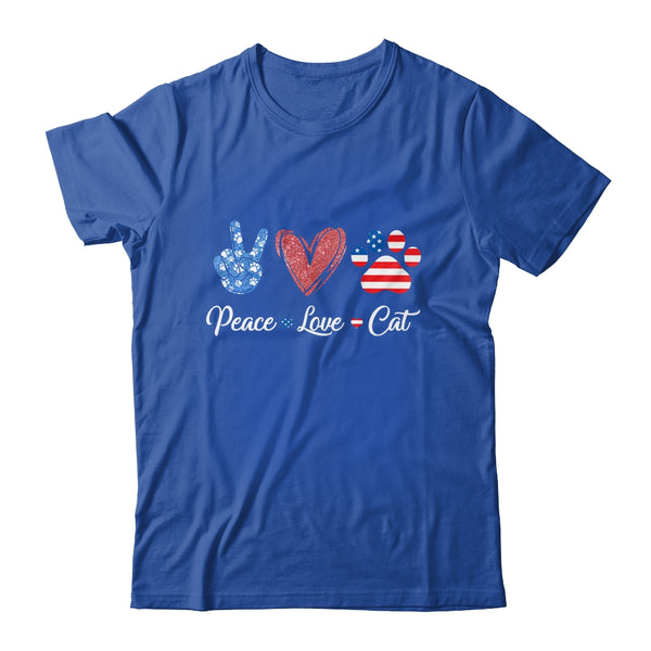 Peace Love Cat Lover American Flag Happy 4th Of July Classic T Shirt Royal 600x 1.jpg