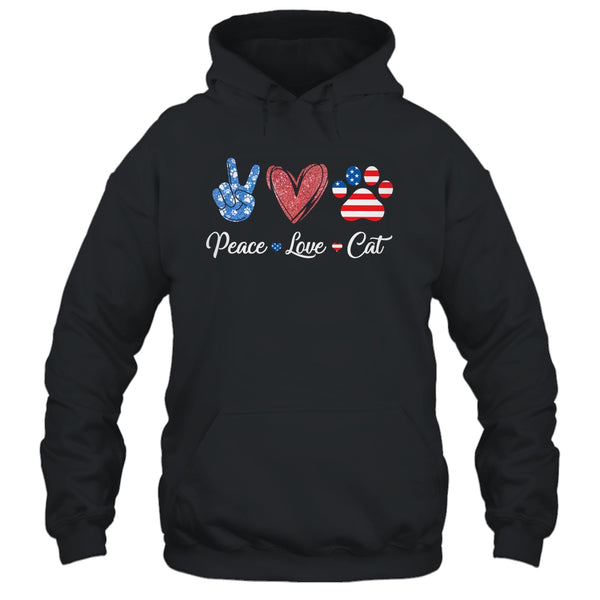Peace Love Cat Lover American Flag Happy 4th Of July Pullover Hoodie Black 600x 1.jpg