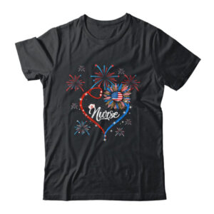 Patriotic Nurse 4th Of July American Flag Sunflower Love Classic T Shirt Black 600x 2.jpg