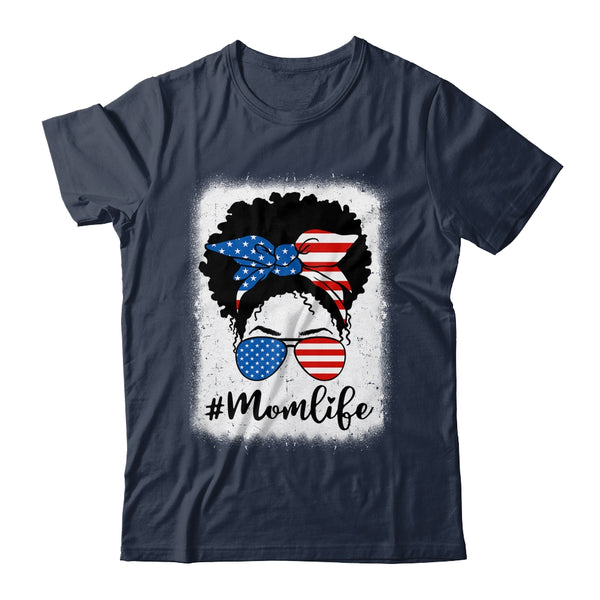 American Flag Mom Life Bleached 4th Of July Black Women Classic T Shirt Navy 600x.jpg