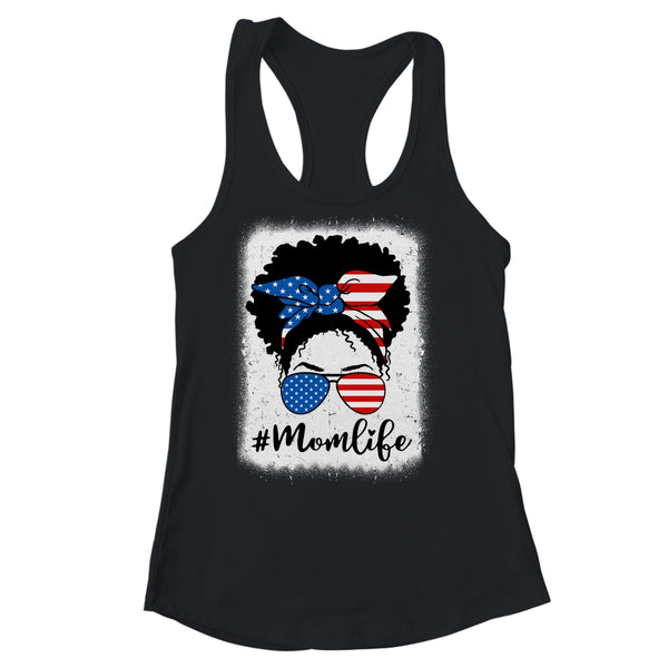 American Flag Mom Life Bleached 4th Of July Black Women Women s Ideal Racerback Tank Black 600x.jpg