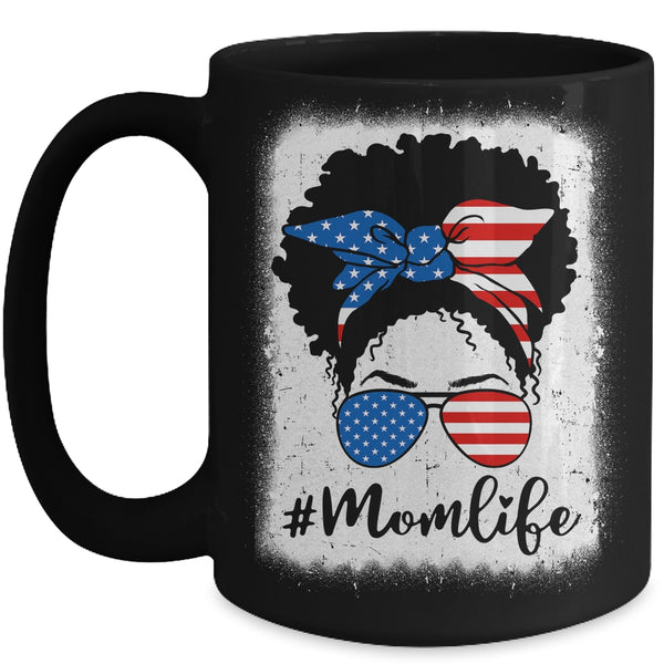 American Flag Mom Life Bleached 4th Of July Black Women Mug 15oz Mug Black front 600x 2.jpg