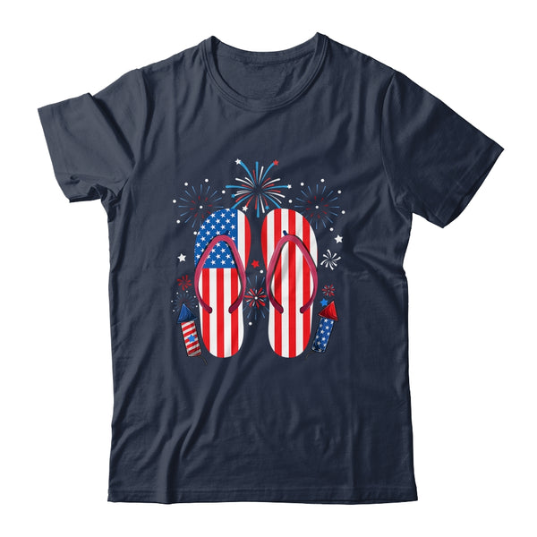 Memorial Day 4th of July Holiday Patriotic Flip Flops Classic T Shirt Navy 600x 3.jpg