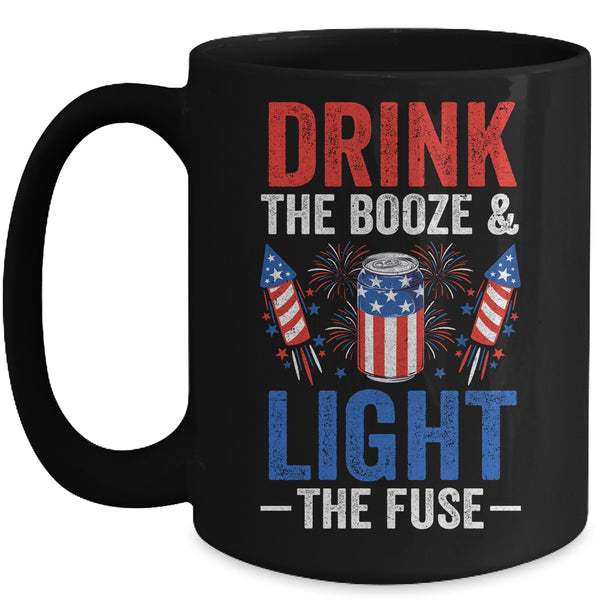 Drink the Booze and Light the Fuse 4th July Beer Fireworks Mug 15oz Mug Black 600x 4.jpg