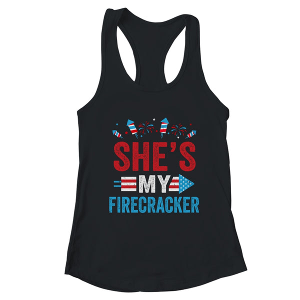 She s My Firecracker His And Hers 4th July Matching Couples Women s Ideal Racerback Tank Black 600x 1.jpg
