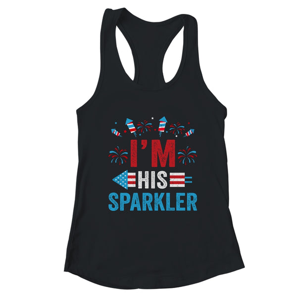 I m His Sparkler His And Her 4th Of July Matching Couples Women s Ideal Racerback Tank Black 600x 2.jpg