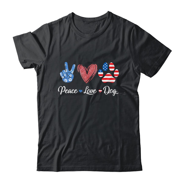 Peace Love Dog Lover American Flag Happy 4th Of July Classic T Shirt Black 600x 5.jpg