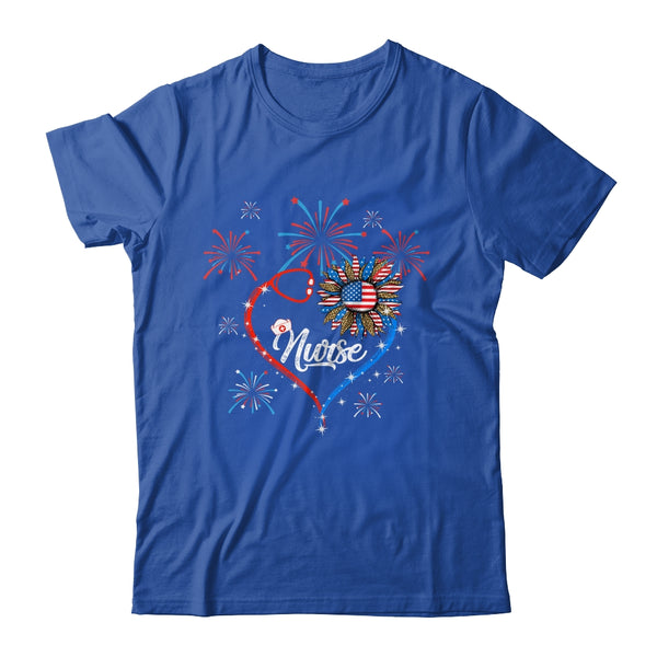 Patriotic Nurse 4th Of July American Flag Sunflower Love Classic T Shirt Royal 600x 4.jpg