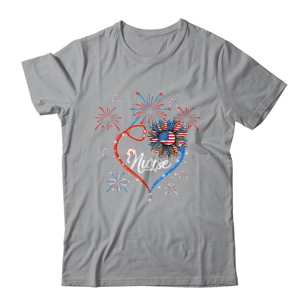 Patriotic Nurse 4th Of July American Flag Sunflower Love Classic T Shirt Sport Grey 600x 4.jpg