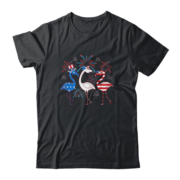 Funny 4th Of July Flamingo American Flag USA Independence Classic T Shirt Black 600x.jpg