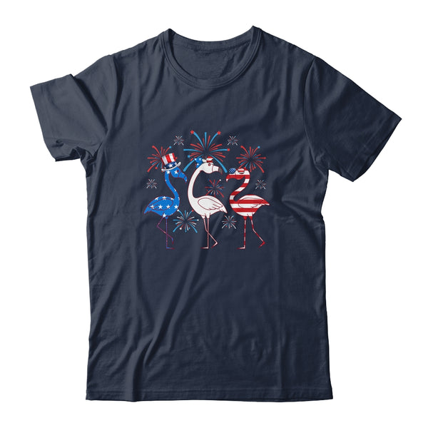 Funny 4th Of July Flamingo American Flag USA Independence Classic T Shirt Navy 600x.jpg