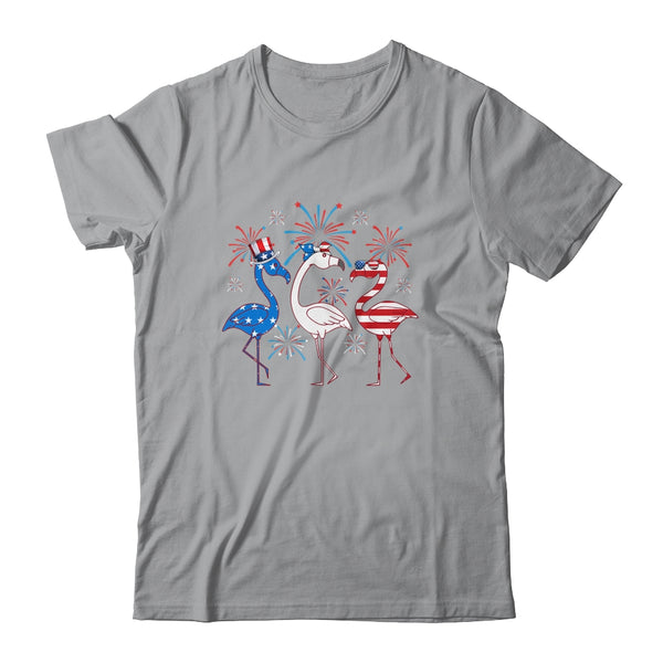 Funny 4th Of July Flamingo American Flag USA Independence Classic T Shirt Sport Grey 600x.jpg