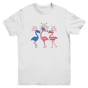 Flamingo American Flag Shadow The 4th July 2021 Funny Youth Youth T Shirt White 600x.jpg