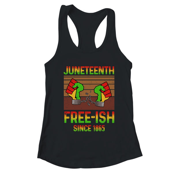 Juneteenth Flag Free Ish Since 1865 Black History Women s Ideal Racerback Tank Black 600x.jpg