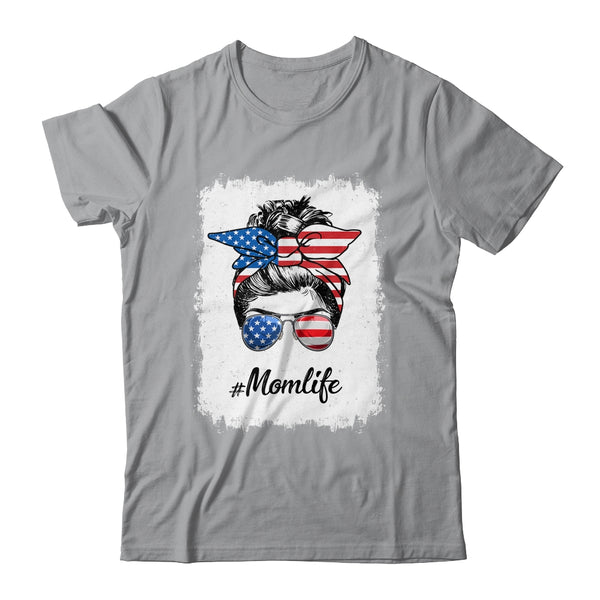 Mom Life Messy Bun America Flag Mothers Day 4th Of July Classic T Shirt Sport Grey 600x.jpg