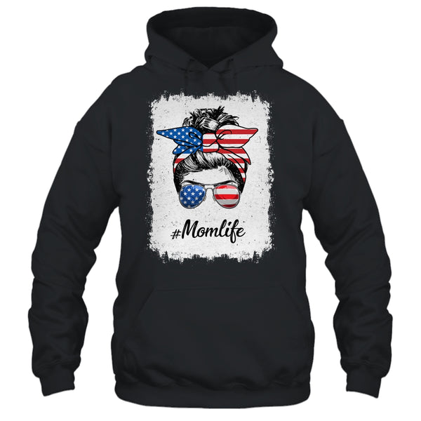 Mom Life Messy Bun America Flag Mothers Day 4th Of July Pullover Hoodie Black 600x.jpg