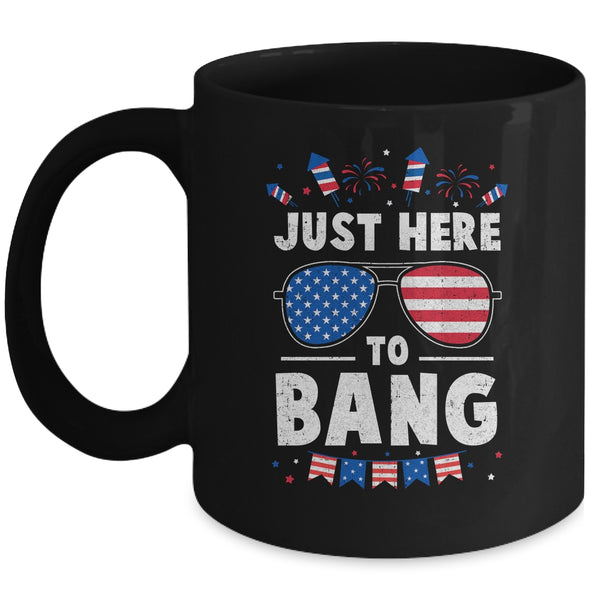 Funny 4th Of July I m Just Here To Bang USA Flag Sunglasses Mug 11oz Mug Black 600x.jpg