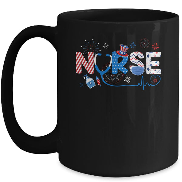 Patriotic Nurse 4th Of July American Flag Independence Day Mug 15oz Mug Black 600x.jpg