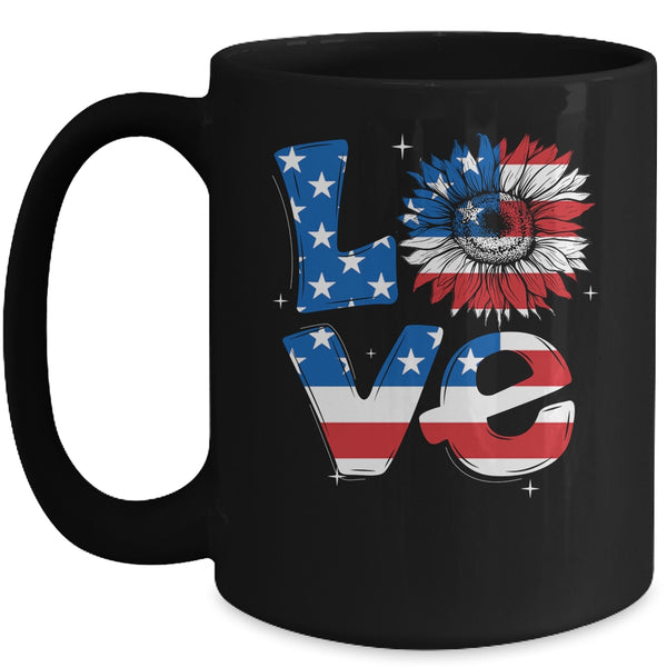 4th Of July Love Sunflower Patriotic American Flag Mug 15oz Mug Black 600x.jpg