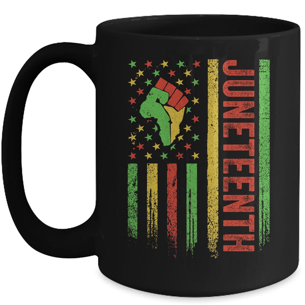 Juneteenth In Flag For Black History Day Black History Mug 15oz Mug Black 600x.jpg