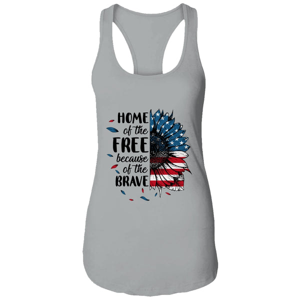 Home Of The Free Because Of The Brave 4th Of July Sunflower Women s Ideal Racerback Tank Heather Grey 600x.jpg