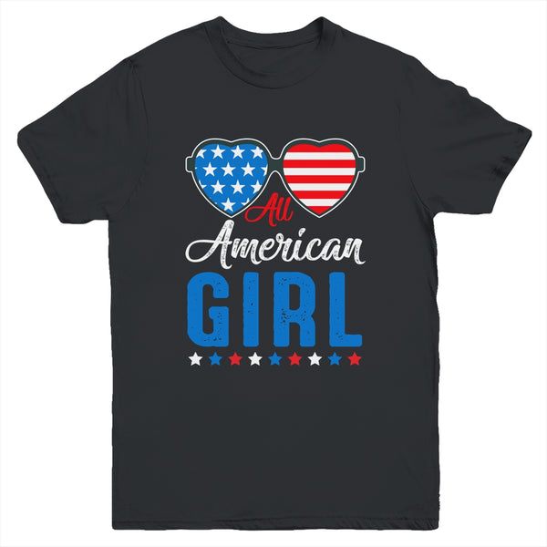 All American Girl 4th Of July Girls Kids Teens Sunglasses Youth Youth T Shirt Black 600x.jpg