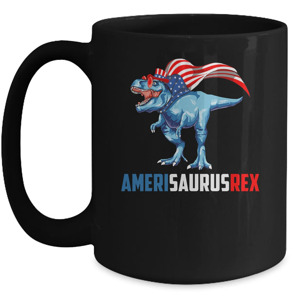 4th Of July T Rex Dinosaur Amerisaurus Rex Boys Kids Men Mug 15oz Mug Black 600x.jpg