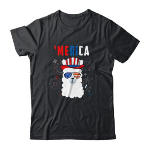 USA Patriotic American Llama July 4th Alpaca Classic T Shirt Black 600x.jpg