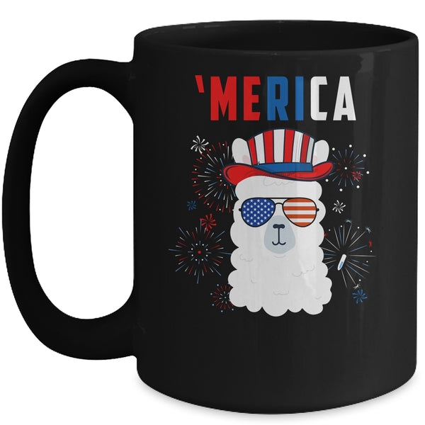 USA Patriotic American Llama July 4th Alpaca Mug 15oz Mug Black 600x.jpg