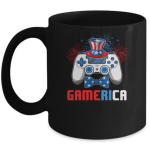 Gamerica 4th of July Video Game American Flag Boys Mug 11oz Mug Black 600x.jpg