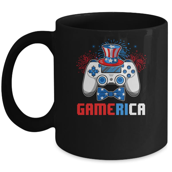 Gamerica 4th of July Video Game American Flag Boys Mug 11oz Mug Black 600x.jpg