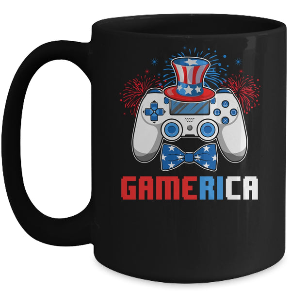 Gamerica 4th of July Video Game American Flag Boys Mug 15oz Mug Black 600x.jpg