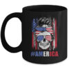 America Messy Bun Hair Skull 4th Of July American Flag Women Mug 11oz Mug Black 600x.jpg