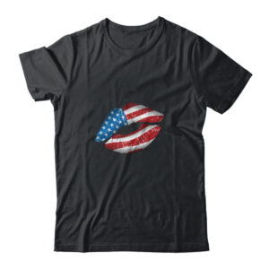 Vintage American Flag Lips 4th Of July Patriotic USA Classic T Shirt Black 600x.jpg