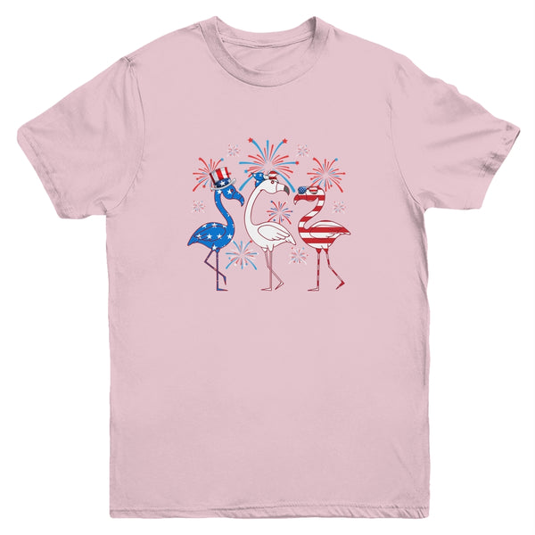 Funny 4th Of July Flamingo American Flag USA Independence Youth Youth T Shirt Light Pink 600x.jpg