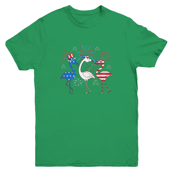 Funny 4th Of July Flamingo American Flag USA Independence Youth Youth T Shirt Irish Green 600x.jpg