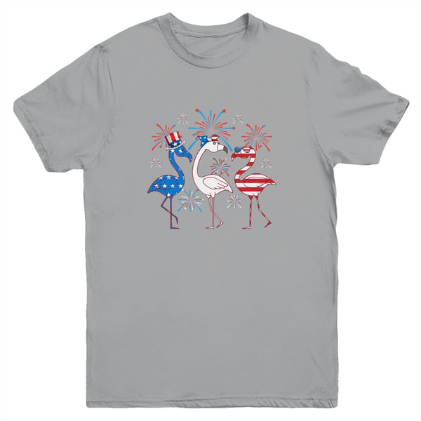 Funny 4th Of July Flamingo American Flag USA Independence Youth Youth T Shirt Sport Grey 600x.jpg