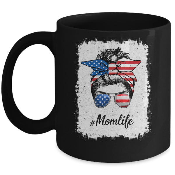 Mom Life Messy Bun America Flag Mothers Day 4th Of July Mug 11oz Mug Black 600x.jpg