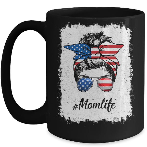 Mom Life Messy Bun America Flag Mothers Day 4th Of July Mug 15oz Mug Black 600x.jpg