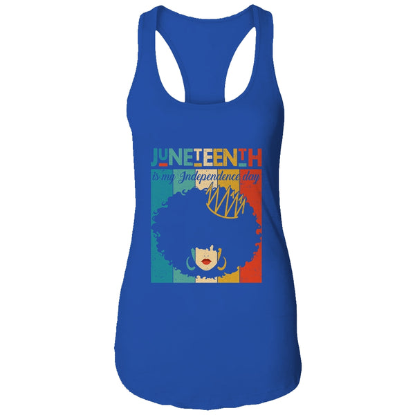 Juneteenth My Independence Day Retro Afro Melanin Women s Ideal Racerback Tank Royal 600x.jpg